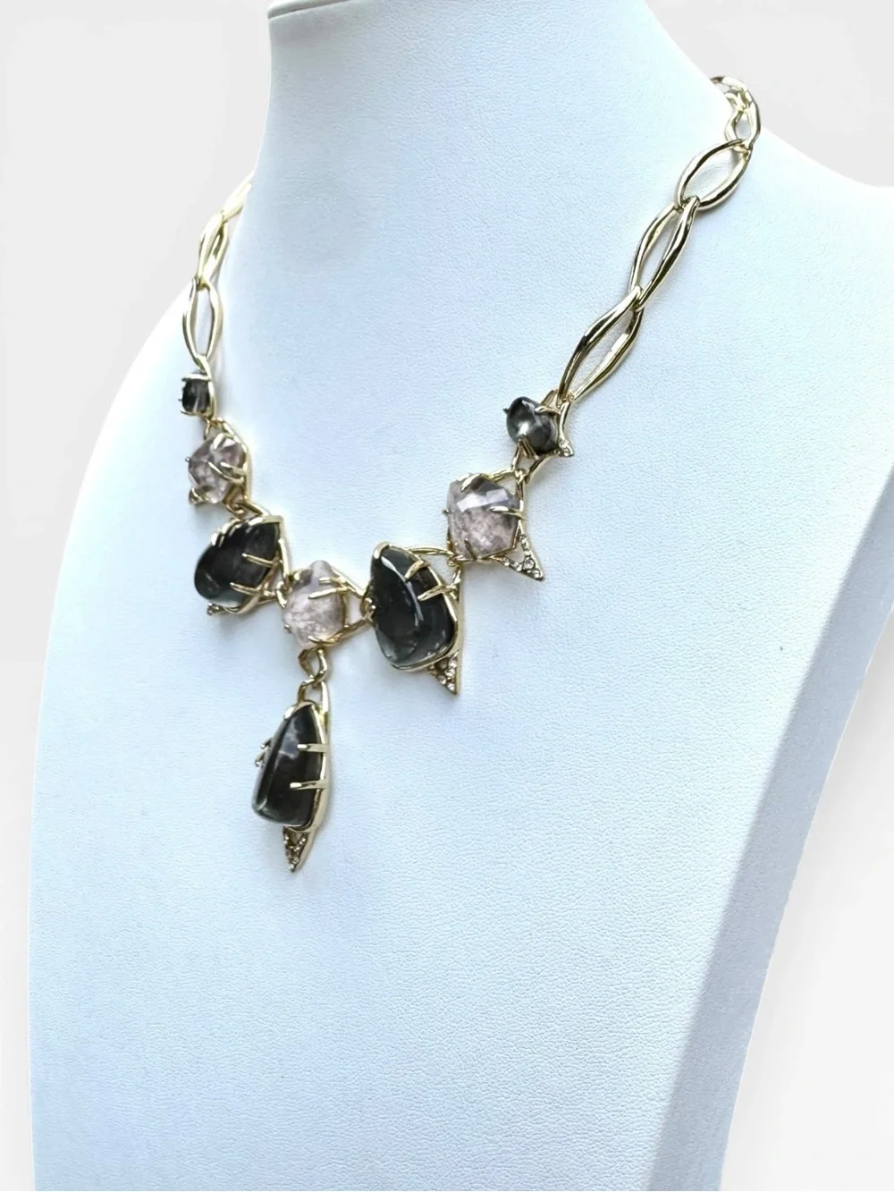 ALEXIS BITTAR NWT $475 Retail Miss Havisham Encrusted Link Statement Necklace